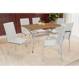 Sala De Jantar Loire Com Tampo De Madeira 160cm + 6 Cadeiras Cromada-branco