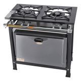 Fogão 2 Bocas Mistas com Forno tampo inox Grelhas 30 X 30 Itajobi Gás GLP - Botijão Itajobi