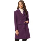 Jaqueta Allegra K Trench Coat Feminina Longa Entalhada Em Lapela Roxa