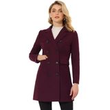 Casaco De Inverno Allegra K Elegant Notched Lapel Trench Mulberry