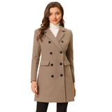 Casaco De Inverno Allegra K Elegant Notched Lapel Trench, Marrom Claro