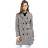 Casaco De Inverno Allegra K Elegant Notched Lapel Trench Grey L