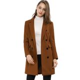 Casaco Allegra K Winter Elegant, Lapela Entalhada, Marrom Duplo, S