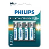 Pilha Zinco Aa Bateria Carvão 4 Unidades R6l4b/59 - Philips