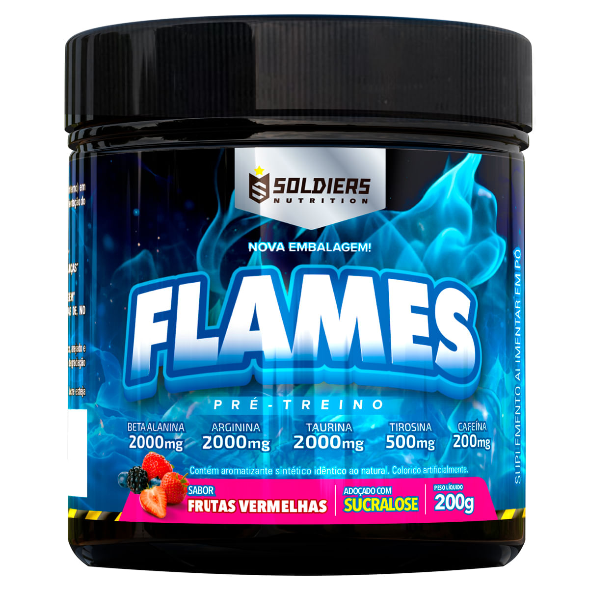 Pré-treino Flames 200g - 100% Importado - Soldiers Nutrition Frutas Vermelhas