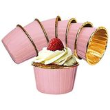 50 Caixas De Cupcake De Ouro Pcs, Caixas De Bolo De Copo Para Bolo De Cozimento Cupcake, Decoração De Panificação De Papel Alumínio Mini Muf