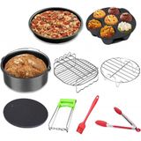 Acessórios Air Fryer, 9pcs Airfryer Accessory Kit Com Revestimento Antiaderente, Barril De Bolo, Pizza Pan, Molde De Mordidas De Ovos, Supor