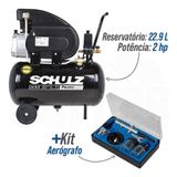 Compressor De Ar 8,5 25l Schulz + Kit Aerógrafo Hobby Schulz 110v/220v