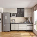 Cozinha Bartira Cristal Com 10 Portas, 3 Gavetas, 5 Prateleiras E Nicho Para Micro-ondas 240cm De Largura