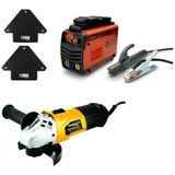 Inversora De Solda 200a Mma Tig + Esmerilhadeira + Esquadro 110v/220v