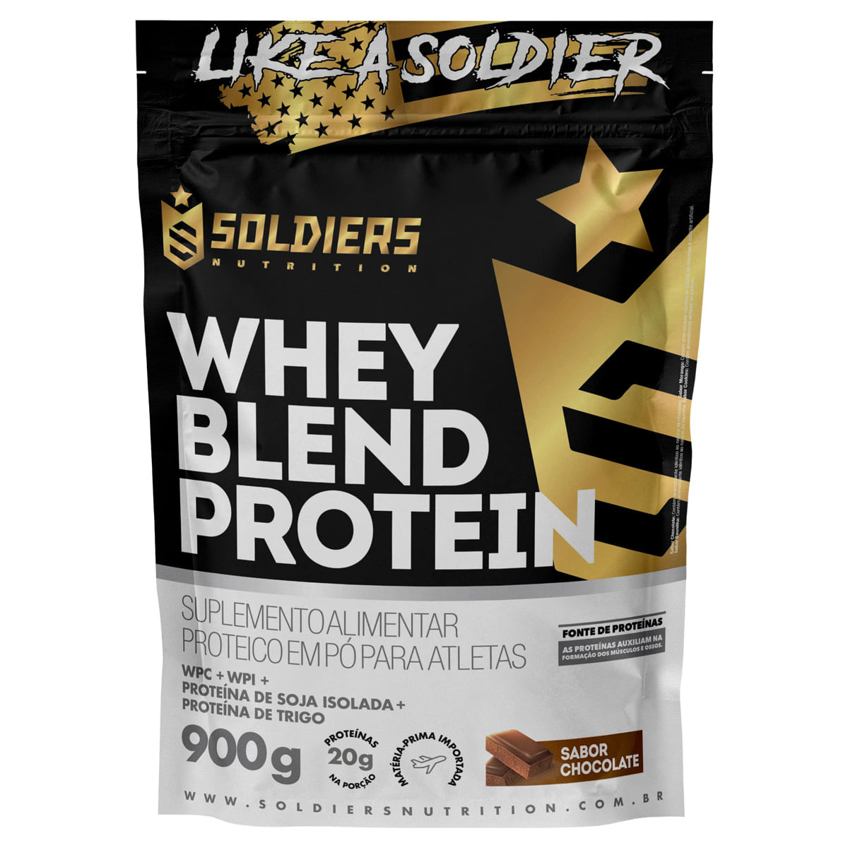 Whey Blend Protein Concentrado E Isolado - 900g - Soldiers Nutrition Chocolate