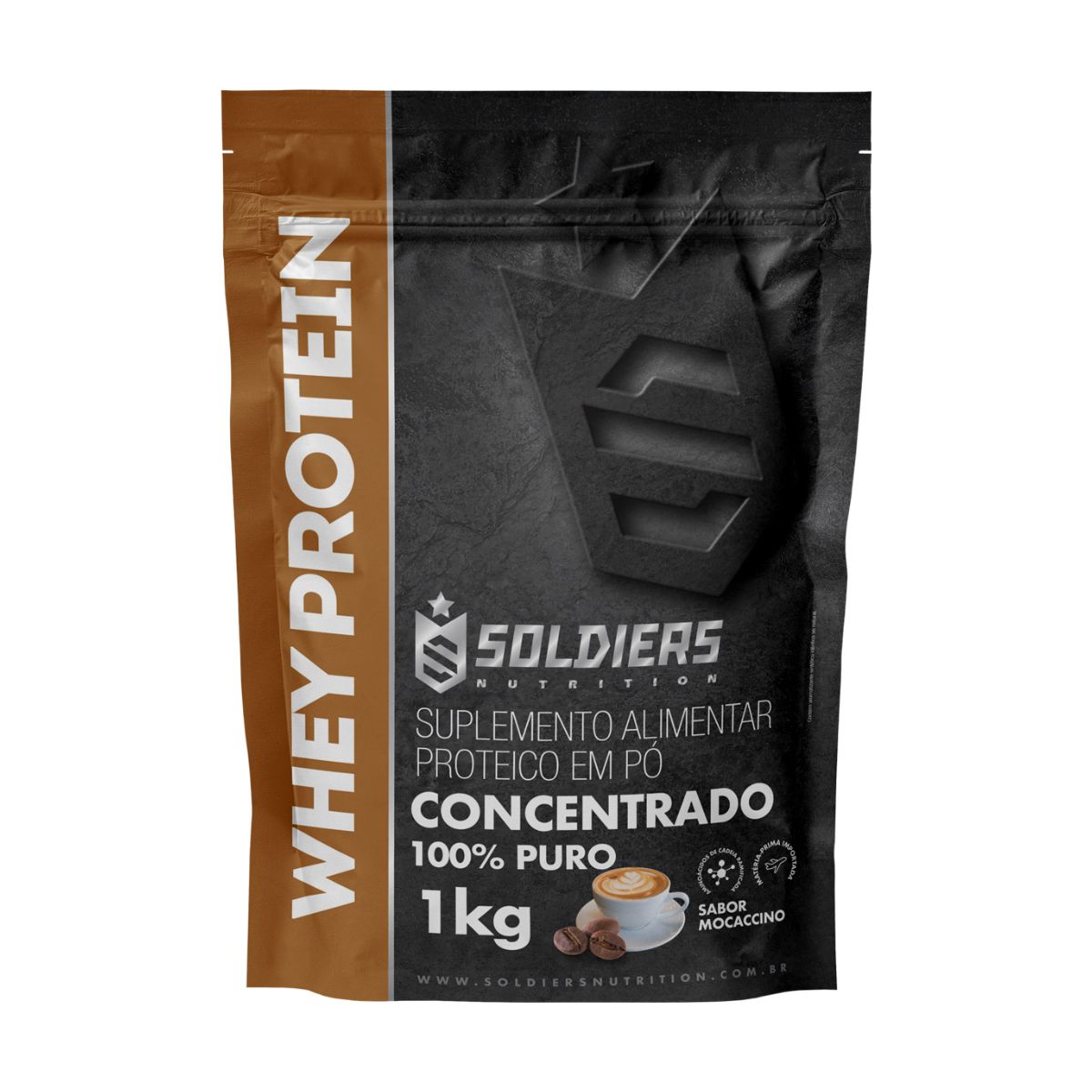 Whey Protein Concentrado 1kg - Moccacino - 100% Importado - Soldiers Nutrition