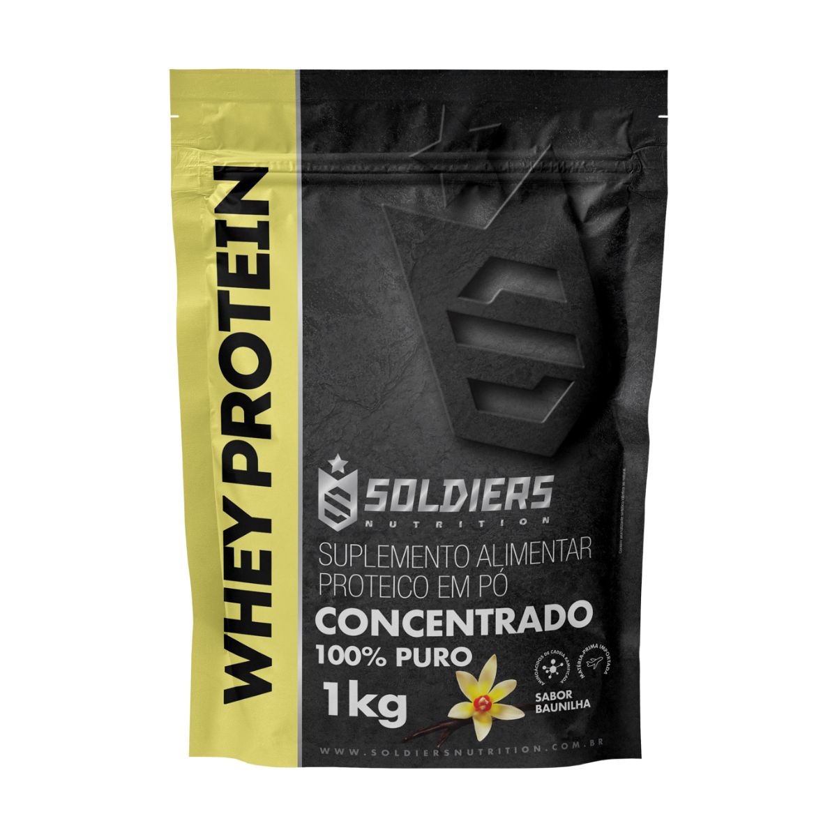 Whey Protein Concentrado 1kg - Baunilha - 100% Importado - Soldiers Nutrition