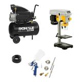 Compressor Pratic Csi 25l + Furadeira Bancada Rz-fb13 + Kit
