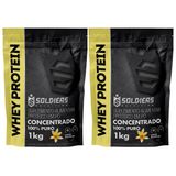 Kit: 2kg Whey Protein Concentrado - 100% Importado - Soldiers Nutrition Baunilha