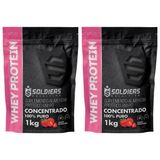 Kit: 2kg Whey Protein Concentrado - 100% Importado - Soldiers Nutrition Morango
