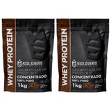 Kit: 2kg Whey Protein Concentrado - 100% Importado - Soldiers Nutrition Chocolate Belga