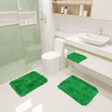 Kit Tapete Banheiro Felpudo Peludo Verde 40 X 60 Cm