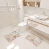 Kit Tapete Banheiro Felpudo Peludo Mesclado Bege 40 X 60 Cm