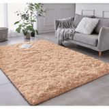 Tapete Sala Felpudo Peludo Bege 200 X 200 Cm