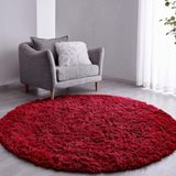 Tapete Sala Felpudo Peludo Vinho Redondo 140 Cm