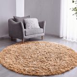 Tapete Sala Felpudo Peludo Bege Redondo 60 Cm