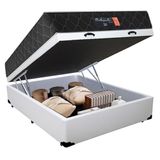 Cama Box Baú Casal + Colchão Semi Ortopédico Extra Firme Espuma D33 Prime Colchões 138x188x72 Branco