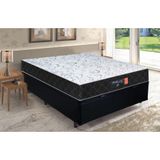 Cama Box Baú Casal + Colchão Semi Ortopédico Extra Firme Espuma D33 Prime Colchões 138x188x72 Preto