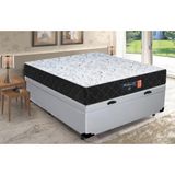 Cama Box Baú Casal + Colchão Semi Ortopédico Extra Firme Espuma D33 Prime Colchões 138x188x72 Branco