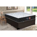 Cama Box Baú Casal + Colchão Semi Ortopédico Extra Firme Espuma D33 Prime Colchões 138x188x72 Marrom