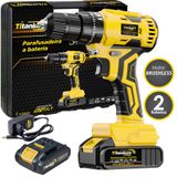 Parafusadeira Furadeira 21v Impacto Com 2 Baterias Titanium