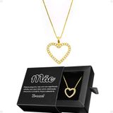 Coração Pingente Mãe + Caixa Corrente Feminina Banhado Moda Casual Qualidade Premium Presente Social
