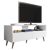 Rack Para Sala Bancada De Tv 55 Pol 136cm Pés Retrô Senna M24 Branco - Mpozenato