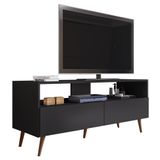 Rack Para Sala Bancada De Tv 55 Pol 136cm Pés Retrô Senna M24 Preto - Mpozenato