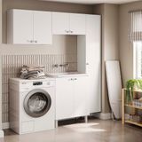 Conjunto Armário Multiuso Para Lavanderia Duo 4 Peças Branco