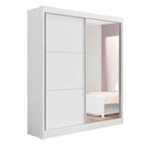 Guarda Roupa Solteiro Com Espelho 2 Portas 3 Gavetas 100% Mdf Athenas D&#39;doro:branco Branco