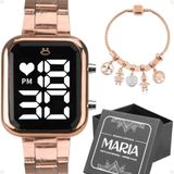 Relogio Feminino Rose Aço Inox + Pulseira Pandora + Caixa Original Social Casual Presente Moda