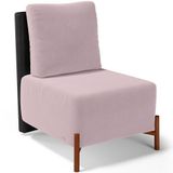 Poltrona Decorativa Sala De Estar Living Pés Madeira Hungria L02 Couríssimo Preto Suede Rosê