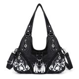 Bolsa Feminina Angelkiss, Bolsas De Couro Lavado, Preto Z-preto