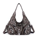 Bolsa Feminina Angelkiss De Couro Lavado Marrom-leopardo