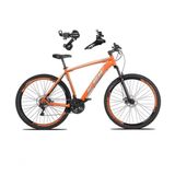 Bicicleta Aro 29 Ksw Xlt Alumínio 24v Câmbios Shimano Garfo Suspensão - Laranja Tam.21