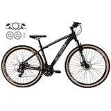 Bicicleta Aro 29 Ksw Xlt 24v Freios Disco Hidráulicos Garfo Suspensão Pneu Faixa - Preto/prata Tam.17