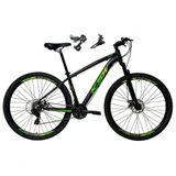 Bicicleta Aro 29 Ksw Xlt Alumínio 24v Câmbios Shimano Garfo Suspensão - Preto/verde Tam.15