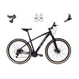 Bicicleta Aro 29 Ksw Xlt 24v K7 Câmbios Shimano Freio Hidráulico Garfo Trava Pneu Faixa - Preto/prata Tam.17