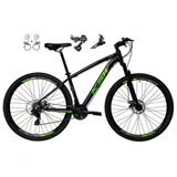Bicicleta Aro 29 Ksw Xlt 24v K7 Câmbios Shimano Freio Hidráulico Garfo Trava - Preto/verde Tam.17