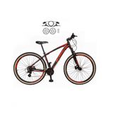 Bicicleta Aro 29 Ksw Xlt 24v Freios Disco Hidráulicos Garfo Suspensão Pneu Faixa - Preto/vermelho/laranja Tam.19