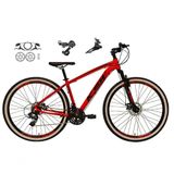 Bicicleta Aro 29 Ksw Xlt 24v K7 Câmbios Shimano Freio Hidráulico Garfo Trava Pneu Faixa - Vermelho Tam.15