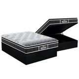 Cama Box Baú Casal: Colchão Anatômico D28 - Ep Guarda Costas Pillow + Base Crc Suede Black(138x188)