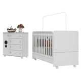 Quarto Infantil Com Berço E Cômoda Pimpolho Fg3569 Branco