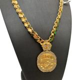 Cordão Friso S 13mm + Pingente Jesus Ceia - Banhado A Ouro